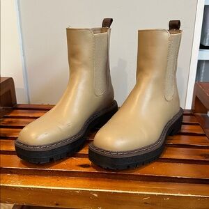 Square Toe Tan Ankle Boots